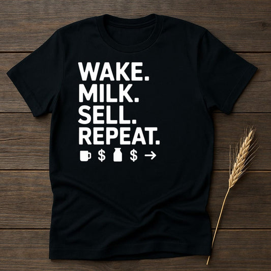 Wake Milk Sell Repeat Motivational Print T-Shirt product type