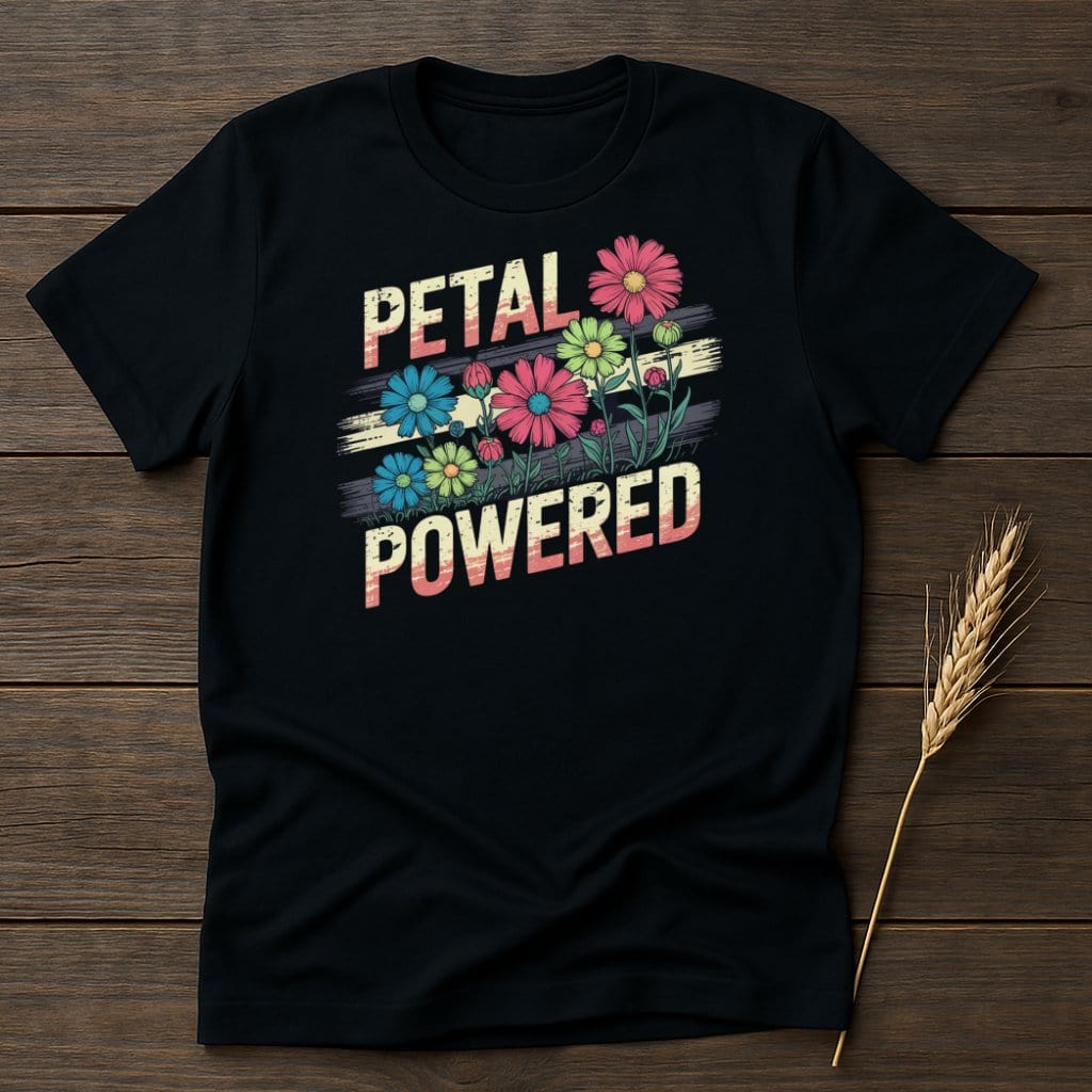 Petal Powered Floral Graphic Black T-shirt product type