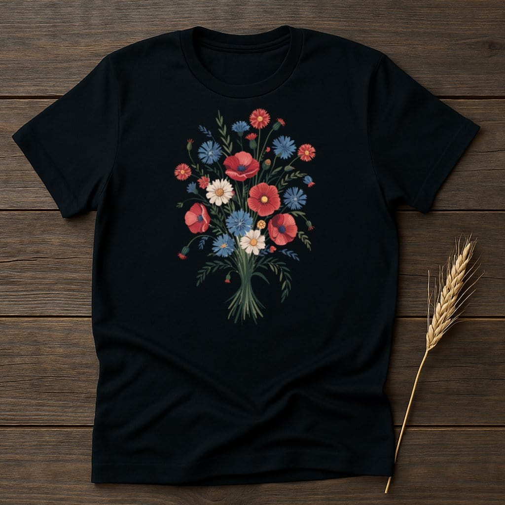 Stylish Floral Bouquet Black Graphic Tee product