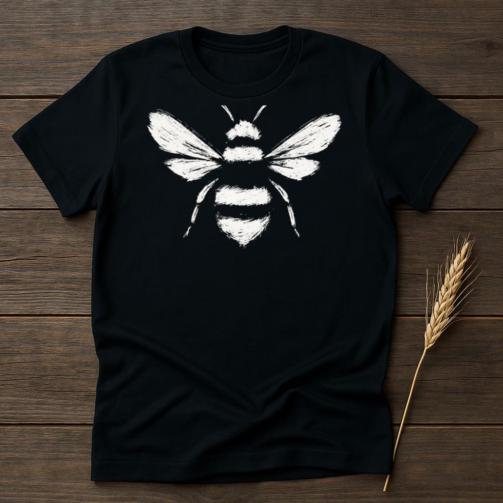 Unique White Bee Print Black Tee product type