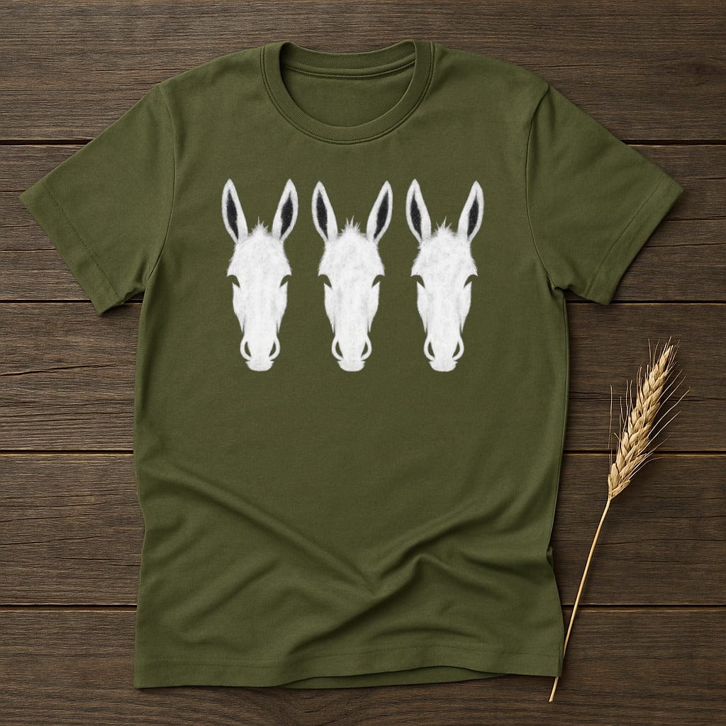 Three White Rabbit Silhouettes on Green T-shirt product type