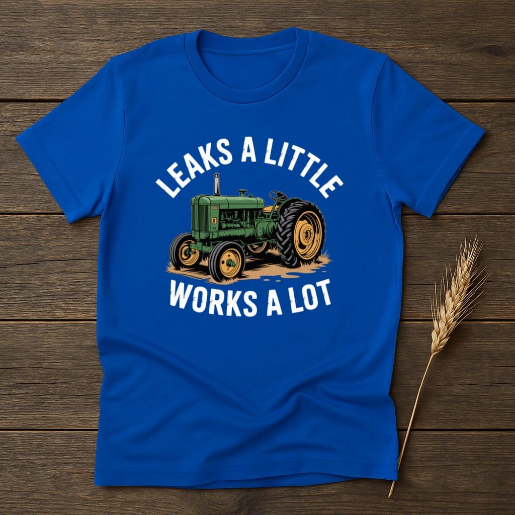 Leaks a Little Works a Lot Blue T-shirt product type