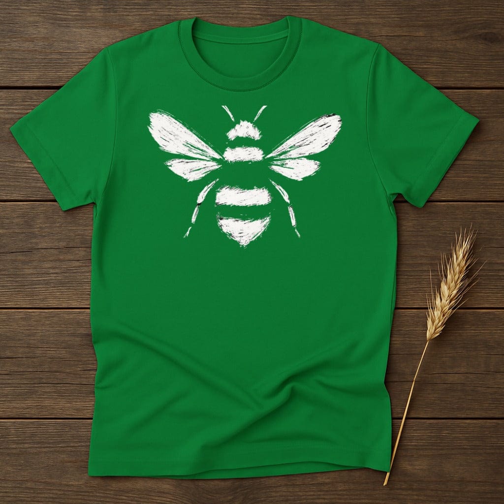 Green T-shirt with white bee graphic design product type