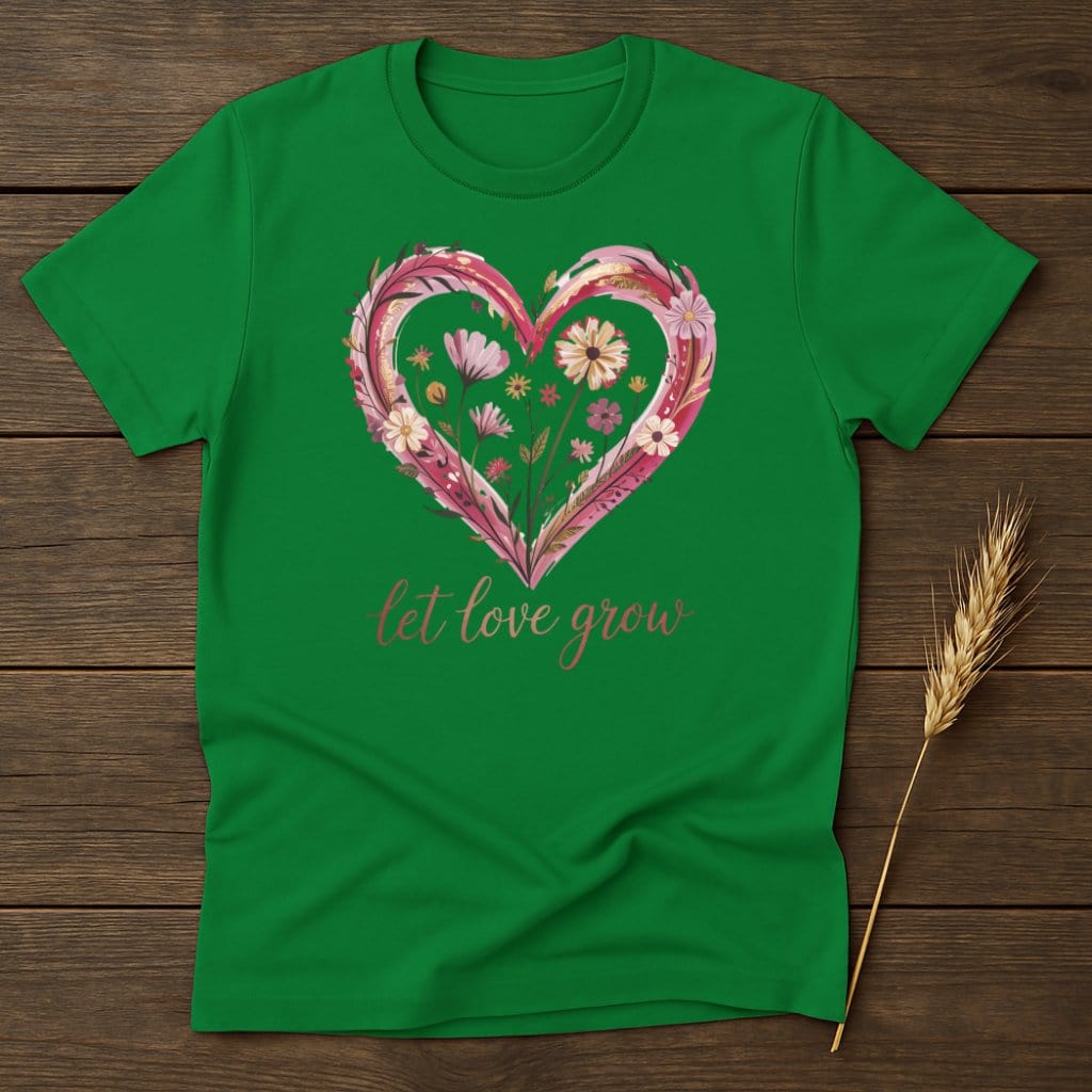 Let Love Grow Heart Floral Design T-shirt product