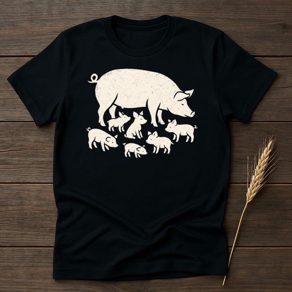 Pig Family with Cute Piglets Design T-Shirt product