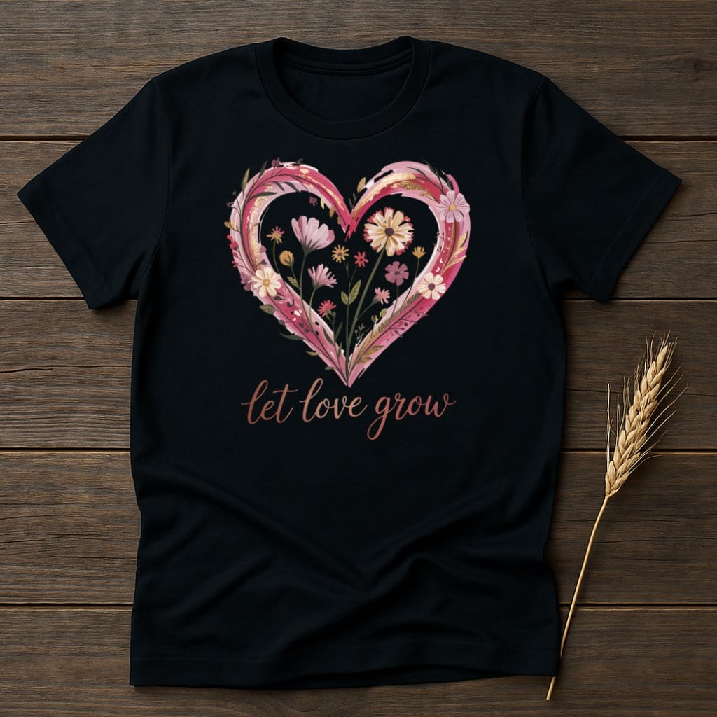 Let Love Grow Heart Floral Design T-shirt product