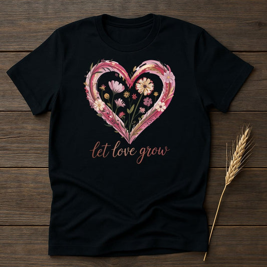 Let Love Grow Heart Floral Design T-shirt product