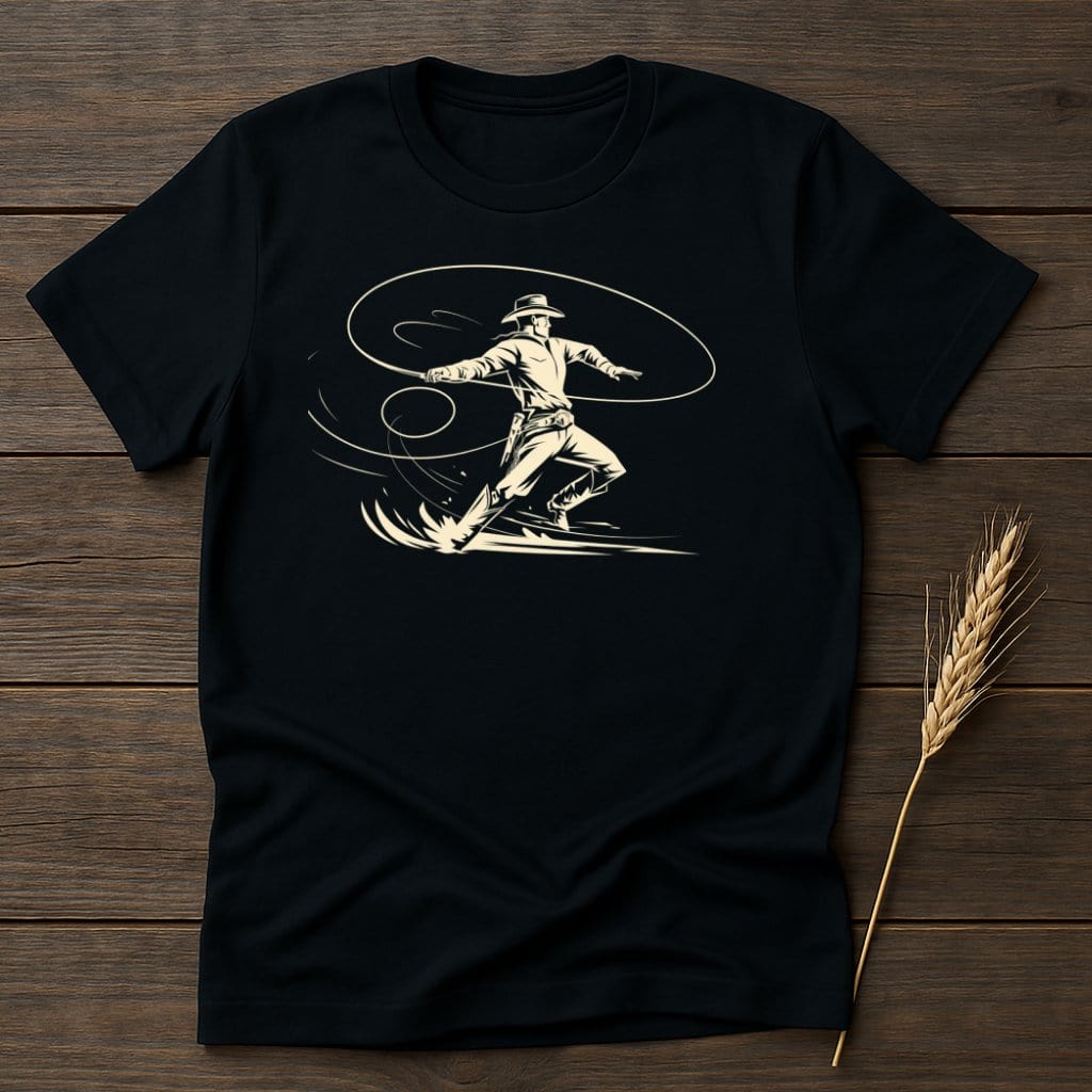 My Designs Physical Item S / Black Cowboy Roping Lasso Southwestern Style Graphic T-Shirts