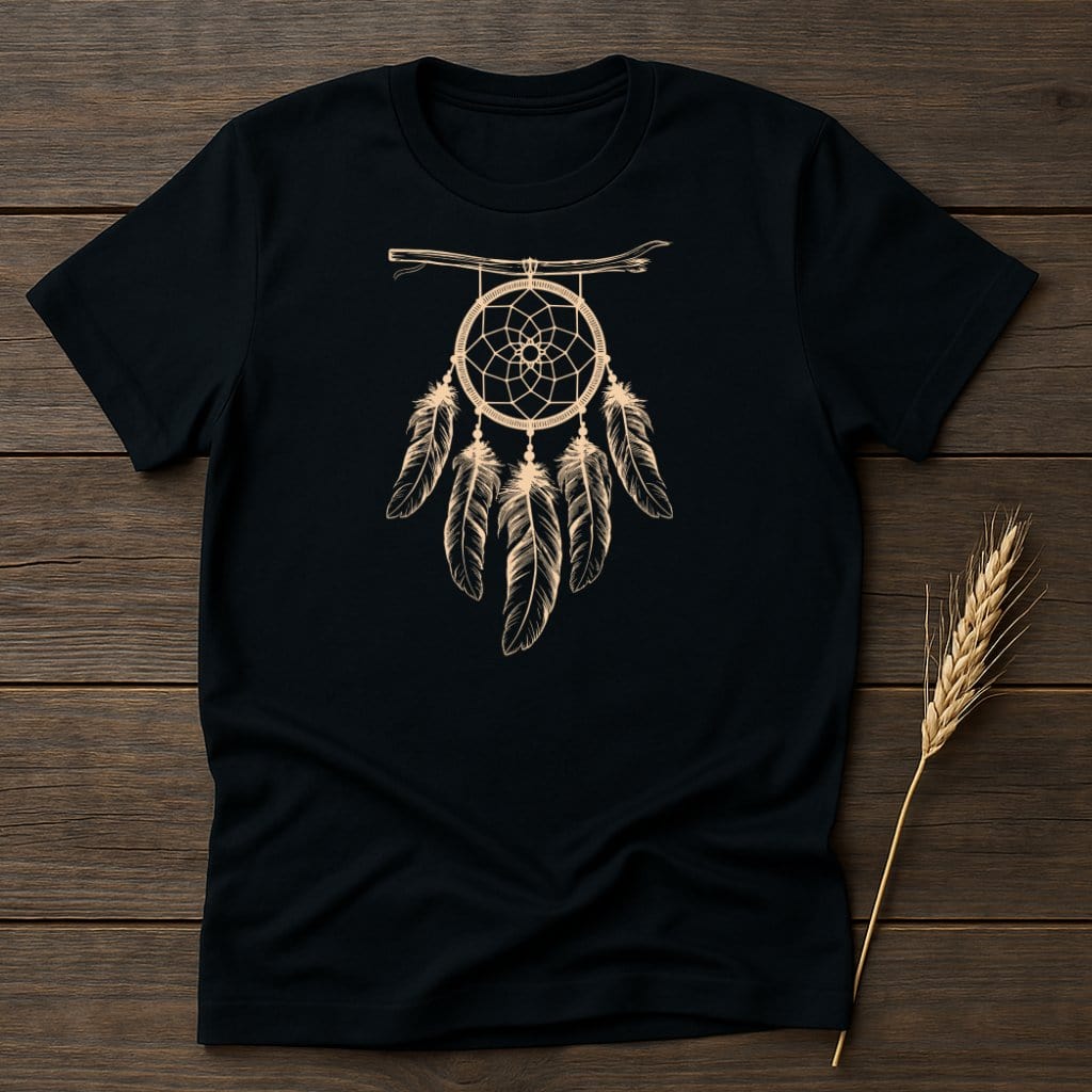 My Designs Physical Item S / Black Dreamcatcher Design Feathers T-Shirts