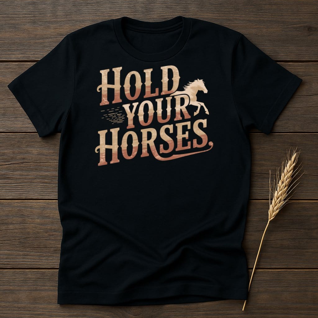 My Designs Physical Item S / Black Hold Your Horses T-Shirts