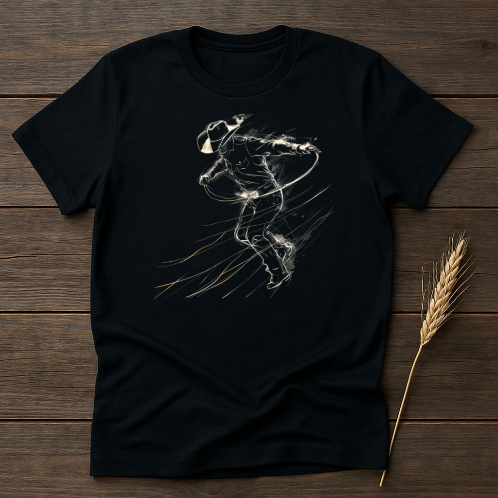 My Designs Physical Item S / Black Western Cowboy Roping Design T-Shirts