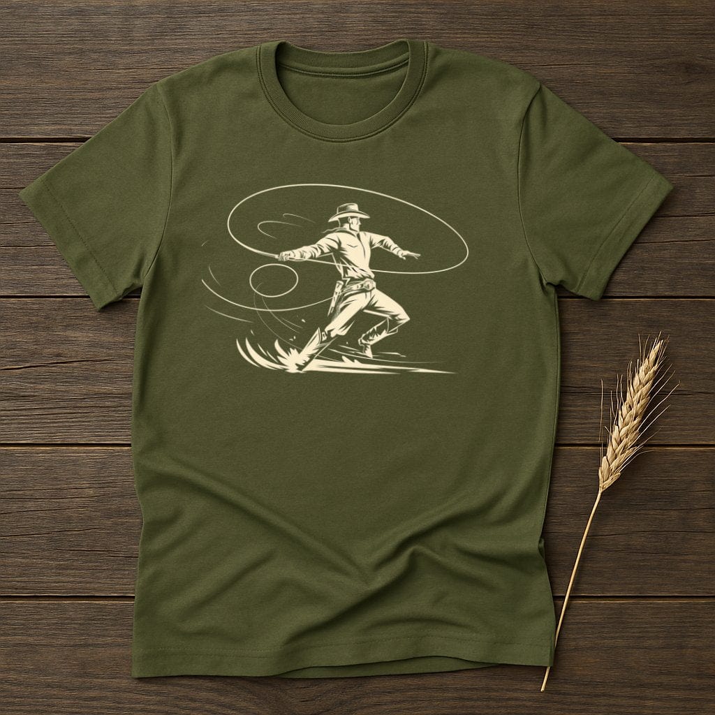 My Designs Physical Item S / Military Green Cowboy Roping Lasso Southwestern Style Graphic T-Shirts