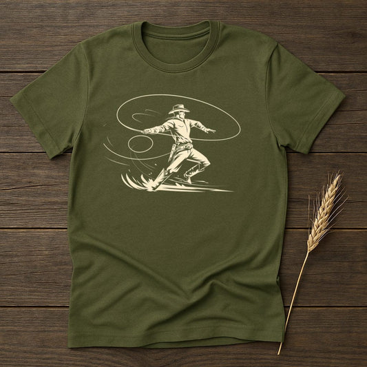 My Designs Physical Item S / Military Green Cowboy Roping Lasso Southwestern Style Graphic T-Shirts