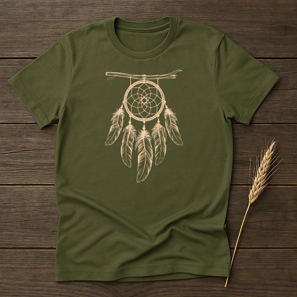 My Designs Physical Item S / Military Green Dreamcatcher Design Feathers T-Shirts