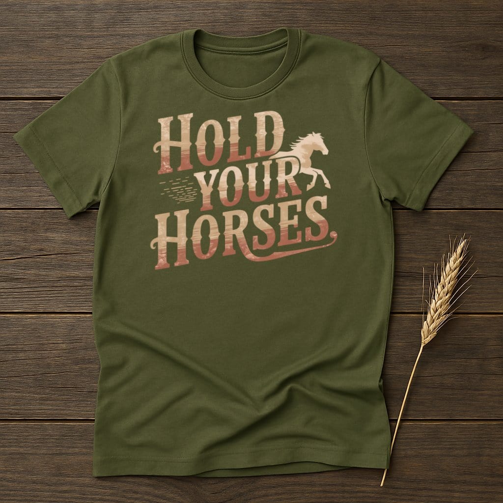 My Designs Physical Item S / Military Green Hold Your Horses T-Shirts