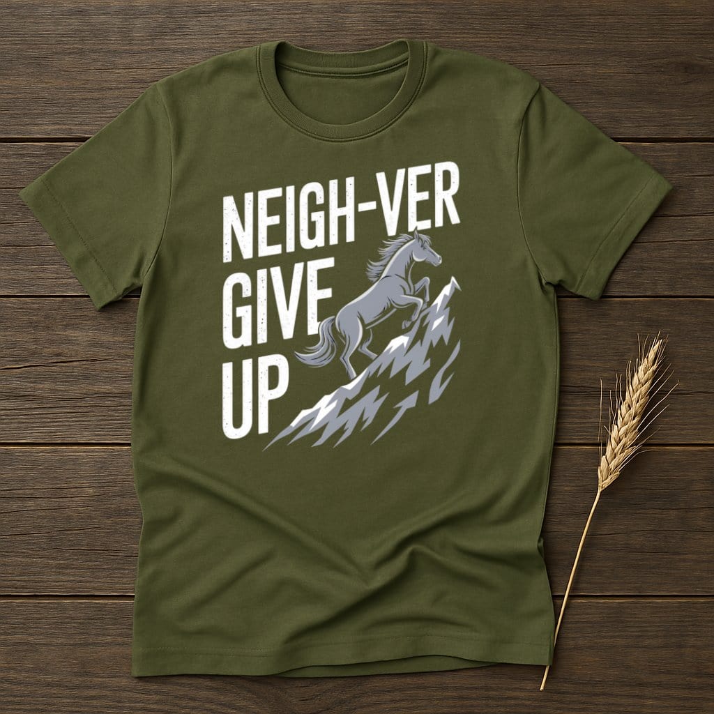 My Designs Physical Item S / Military Green Neigh-ver Give Up T-Shirts