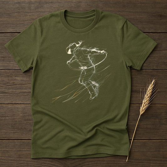 My Designs Physical Item S / Military Green Western Cowboy Roping Design T-Shirts