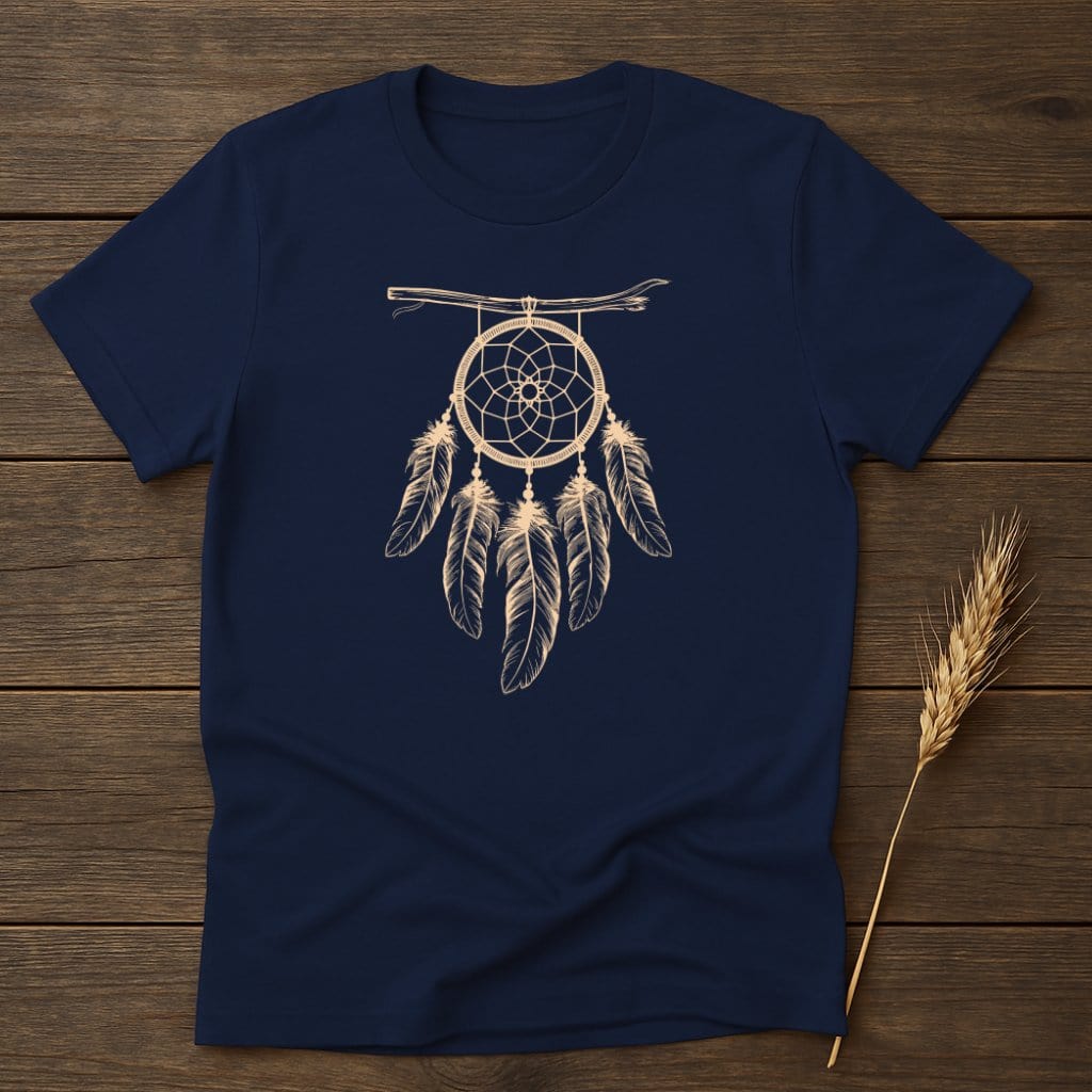 My Designs Physical Item S / Navy Dreamcatcher Design Feathers T-Shirts