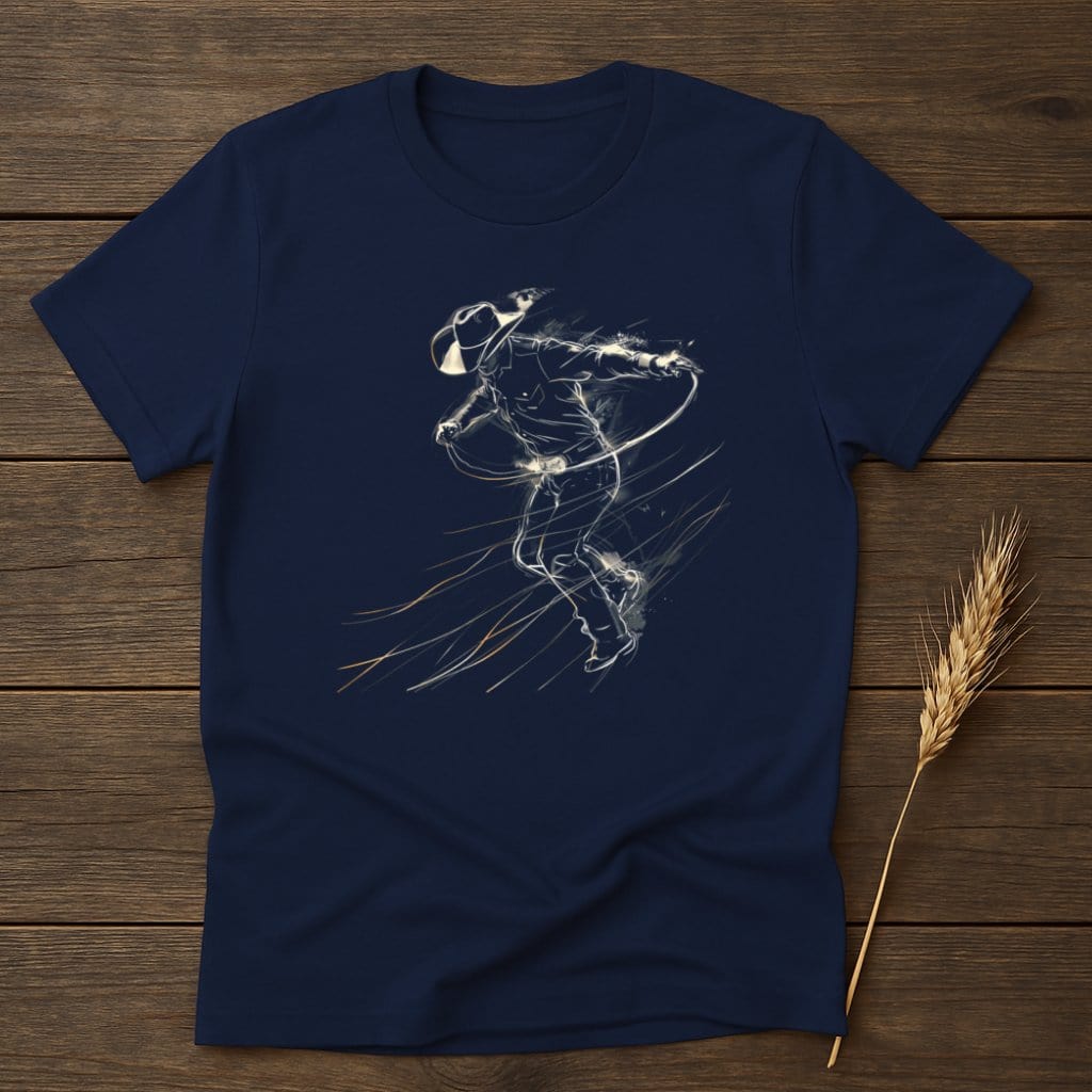 My Designs Physical Item S / Navy Western Cowboy Roping Design T-Shirts
