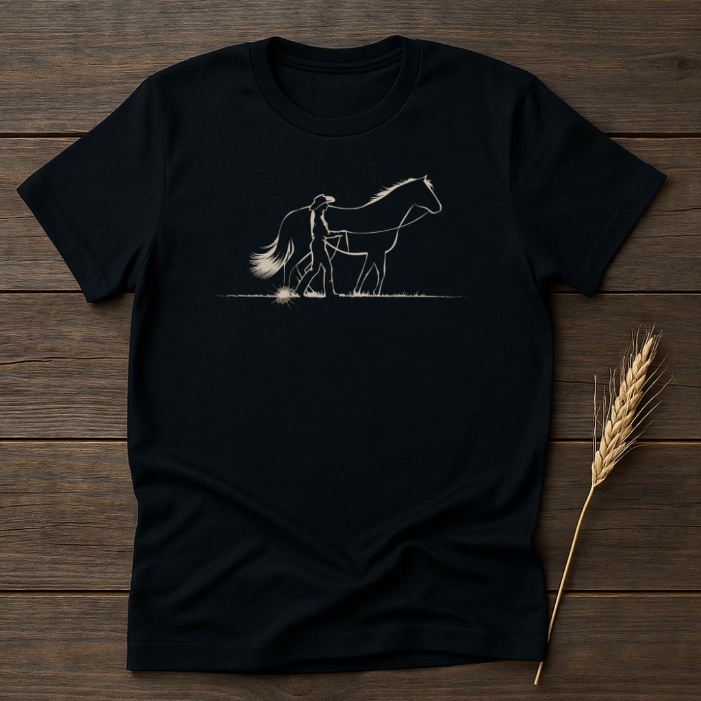 My Designs Silhouette Shirt S / Black Cowboy and Horse Graphic T-Shirts