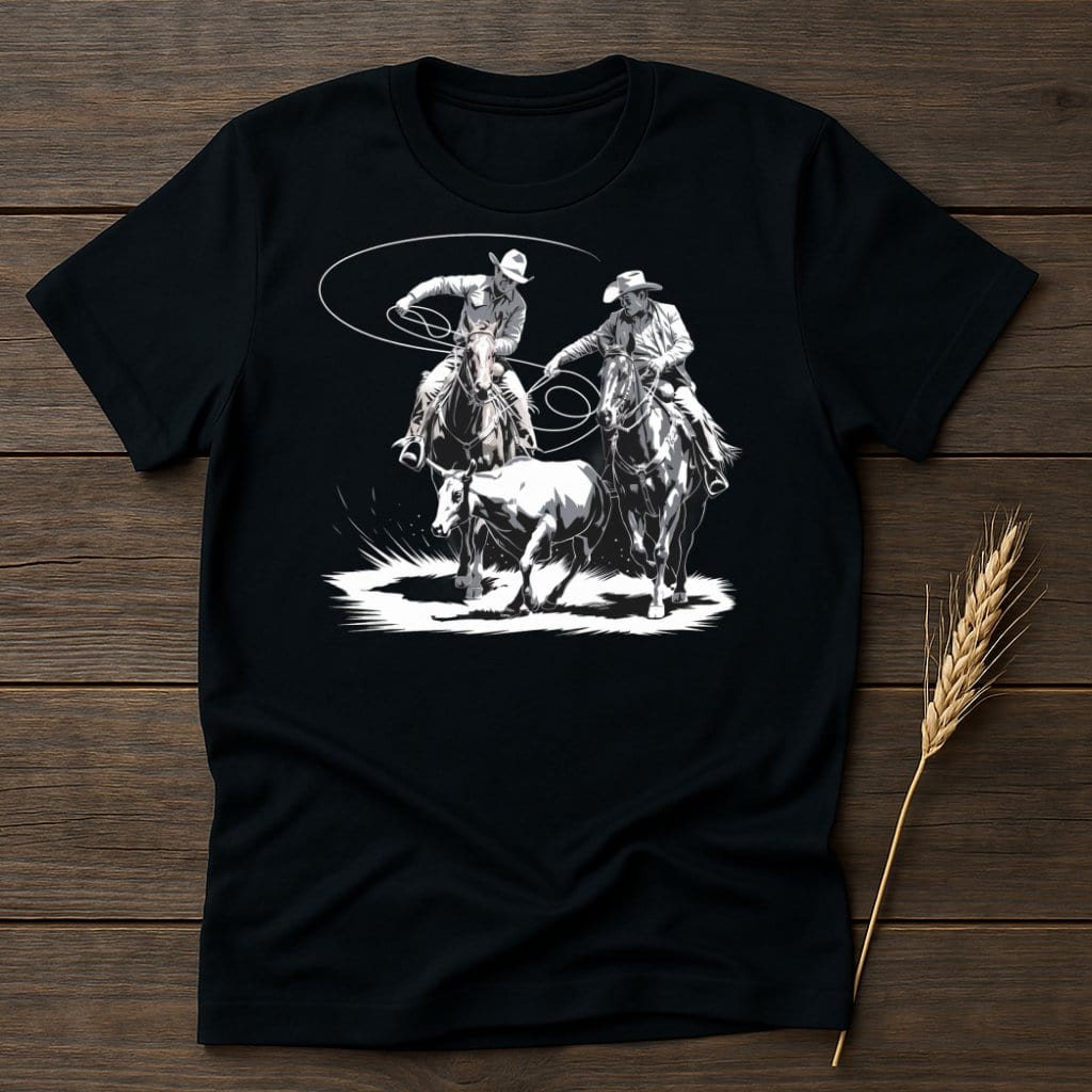 My Designs Silhouette Shirt S / Black Cowboy Duo Horse Riders Printed T-Shirts
