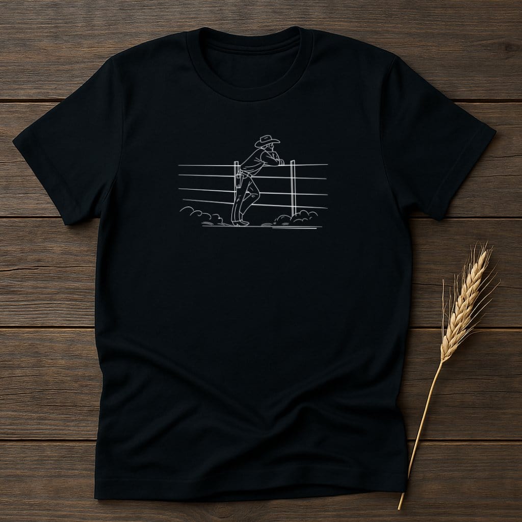 My Designs Silhouette Shirt S / Black Cowboy Leaning Against Fence Graphic T-Shirts