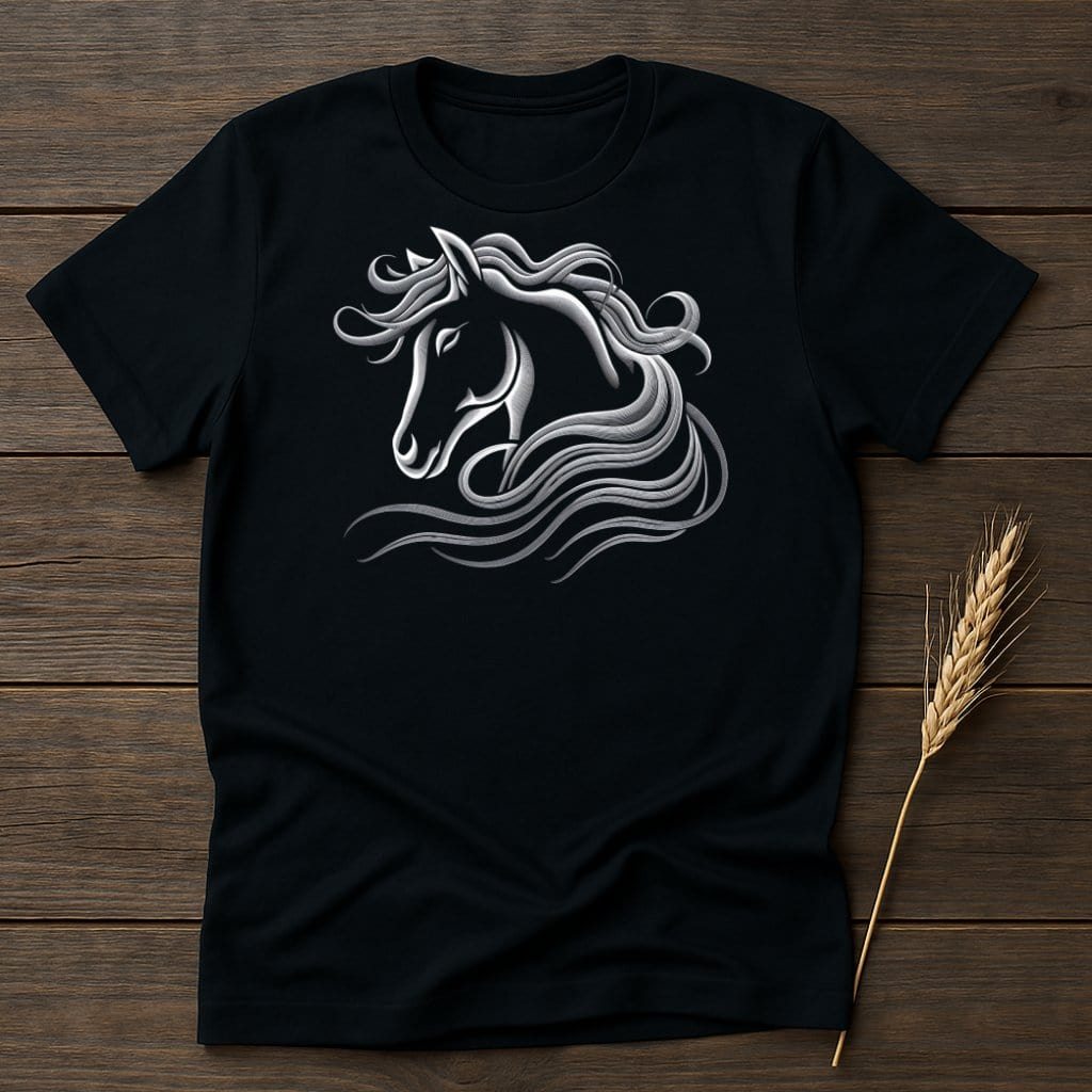 My Designs Silhouette Shirt S / Black Horse Head and Flowing Mane T-Shirts