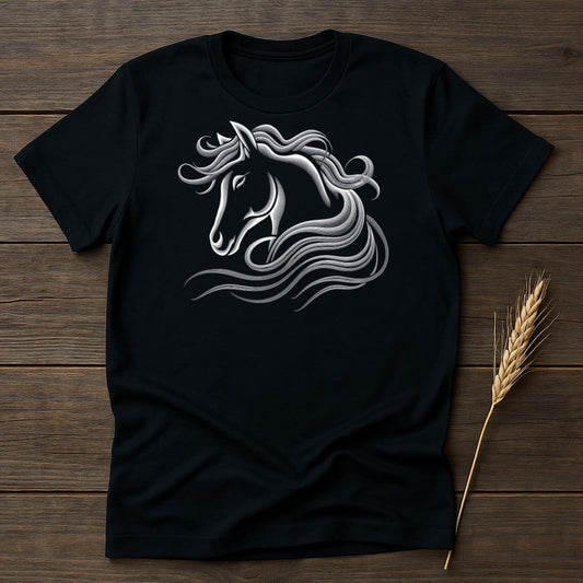 My Designs Silhouette Shirt S / Black Horse Head and Flowing Mane T-Shirts