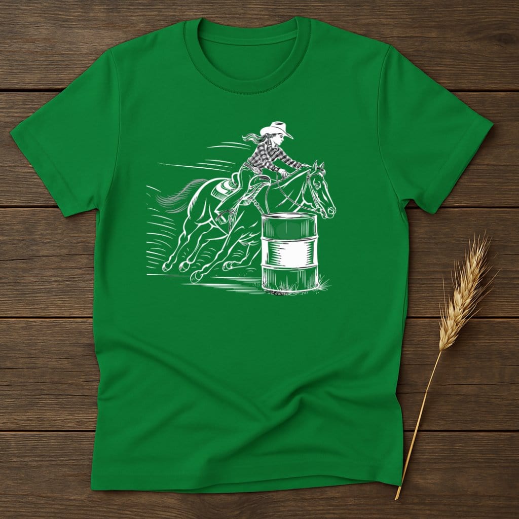 My Designs Silhouette Shirt S / Irish Green Barrel Racing Equestrian Horse T-Shirts