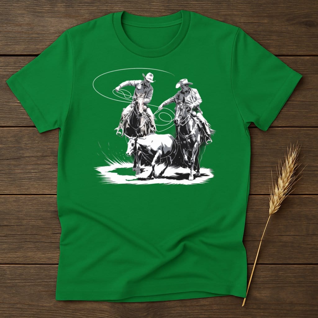 My Designs Silhouette Shirt S / Irish Green Cowboy Duo Horse Riders Printed T-Shirts