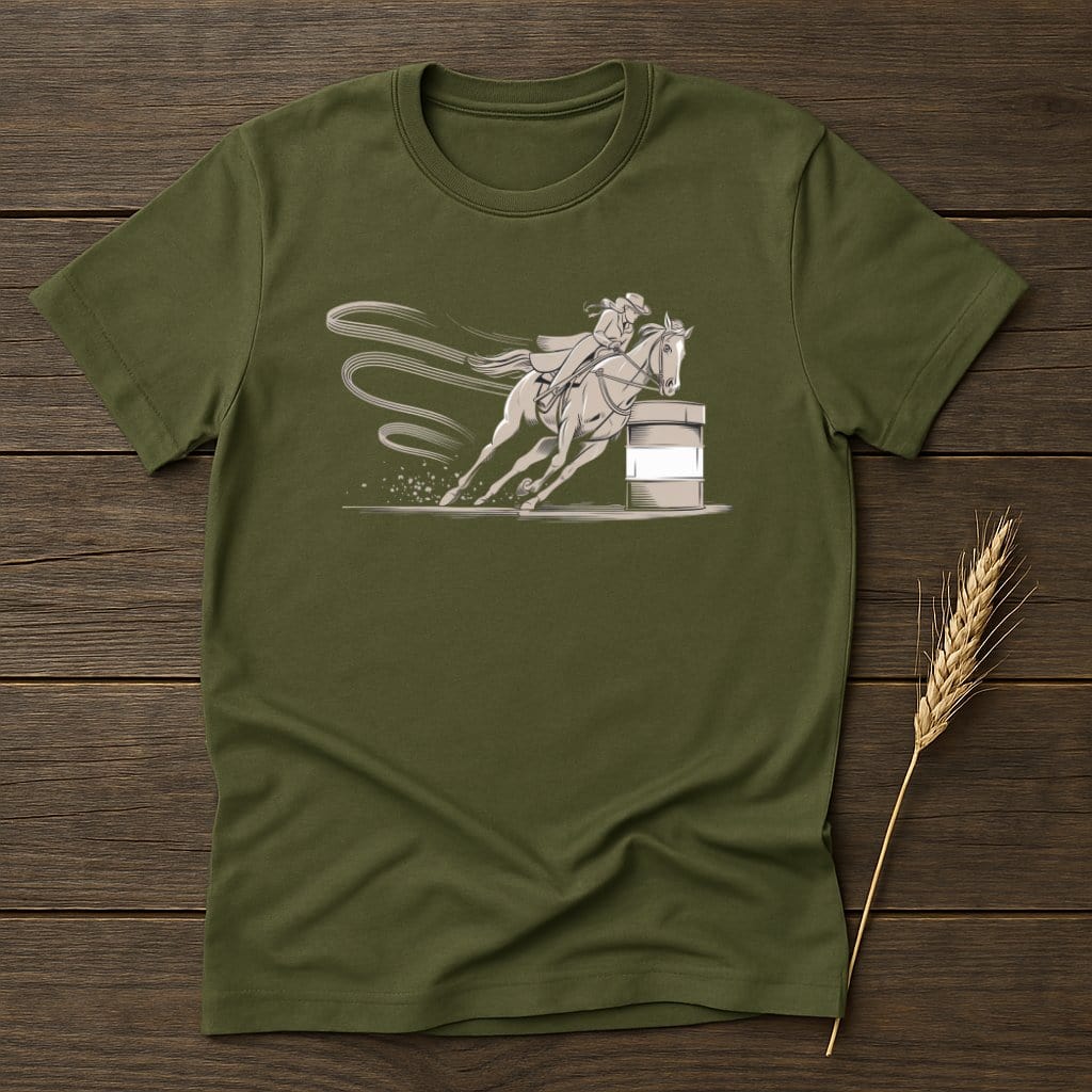 My Designs Silhouette Shirt S / Military Green Barrel Racing Rodeo Graphic T-Shirts