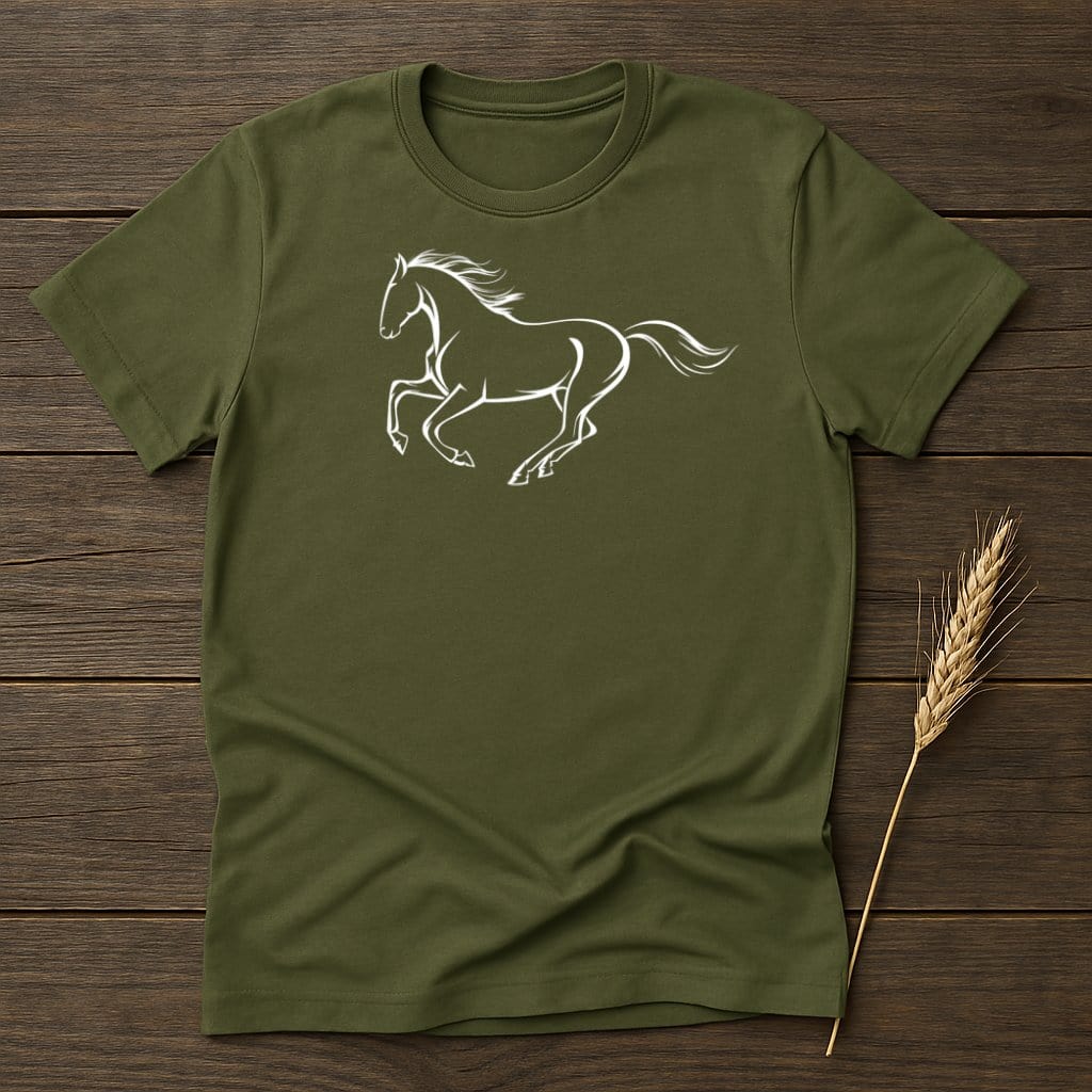 My Designs Silhouette Shirt S / Military Green Galloping Horse T-Shirts