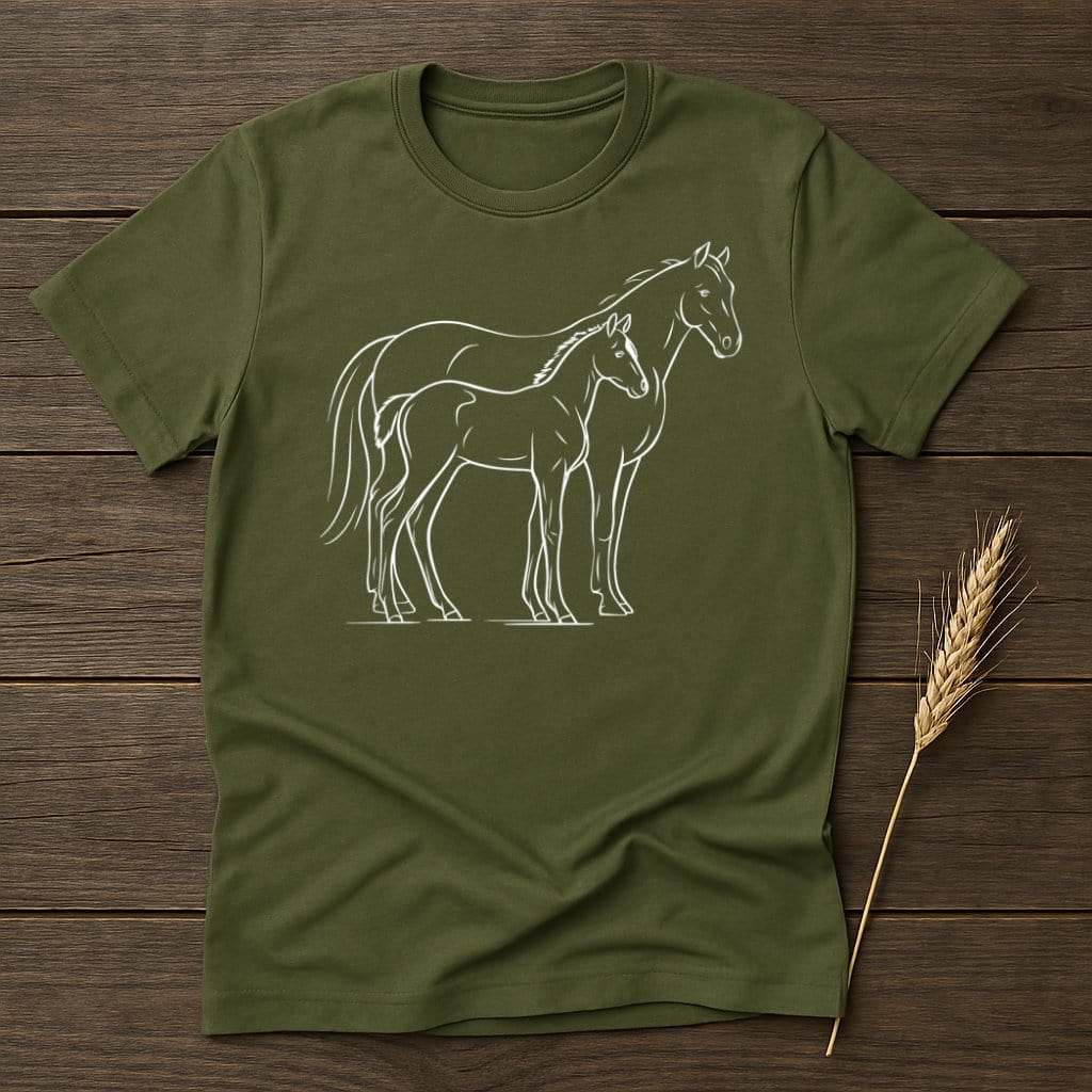 My Designs Silhouette Shirt S / Military Green Horse and Foal T-Shirts