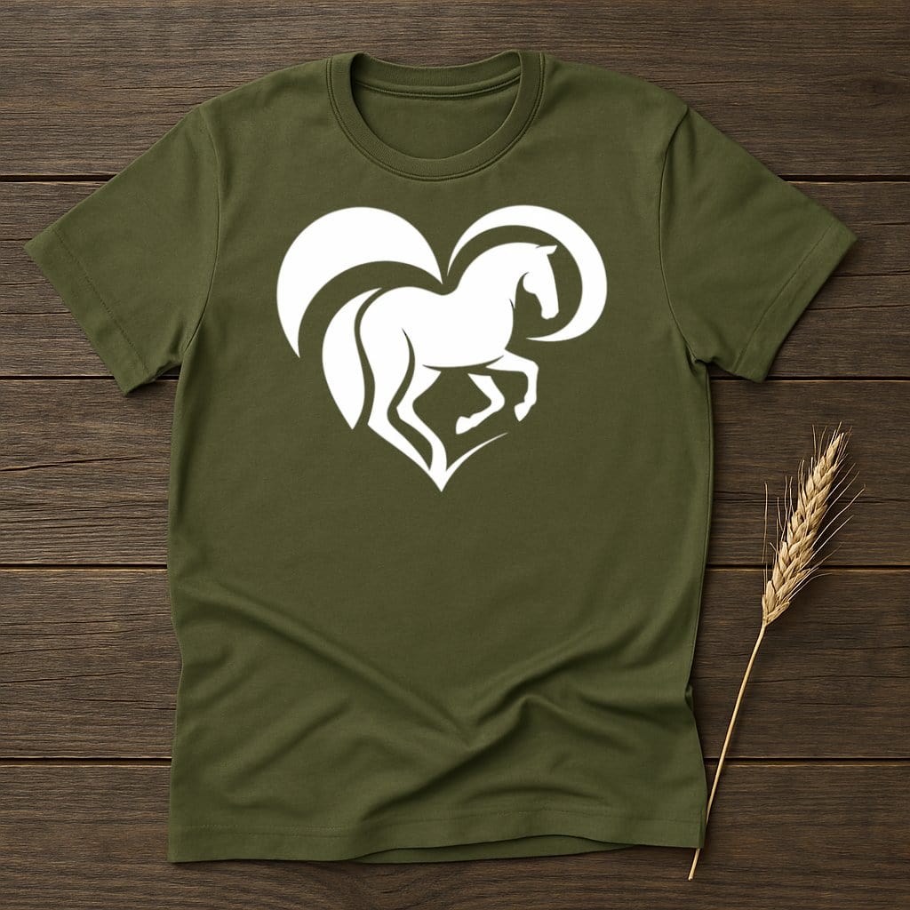 My Designs Silhouette Shirt S / Military Green Horse Heart T-Shirts