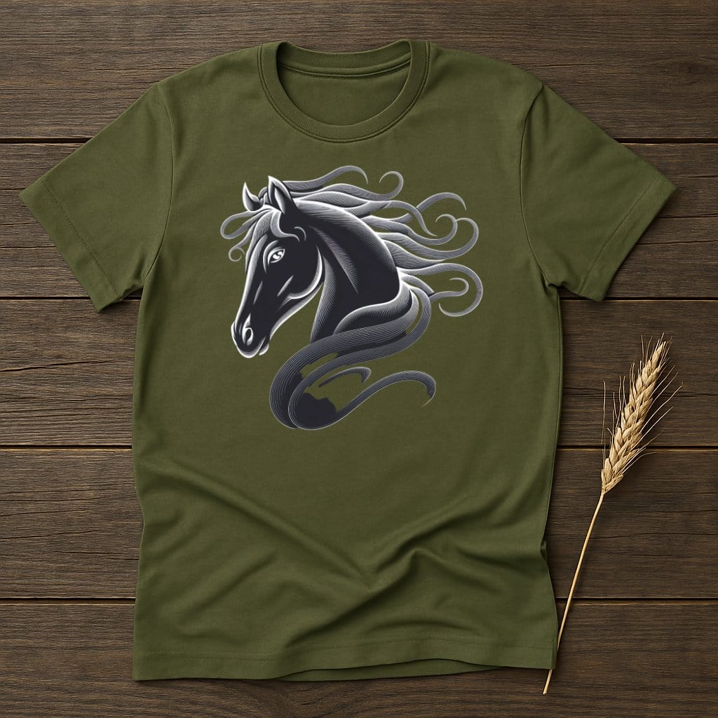 My Designs Silhouette Shirt S / Military Green Stylish Horse T-Shirts