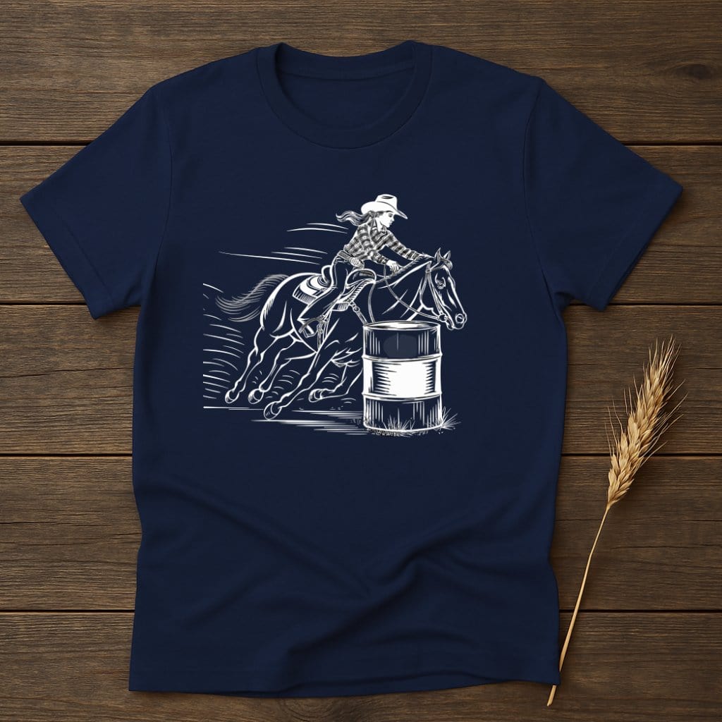 My Designs Silhouette Shirt S / Navy Barrel Racing Equestrian Horse T-Shirts