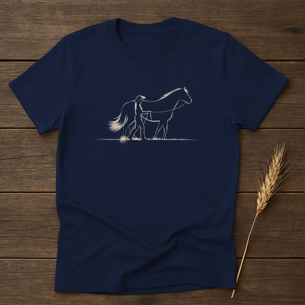 My Designs Silhouette Shirt S / Navy Cowboy and Horse Graphic T-Shirts