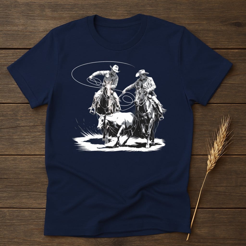 My Designs Silhouette Shirt S / Navy Cowboy Duo Horse Riders Printed T-Shirts