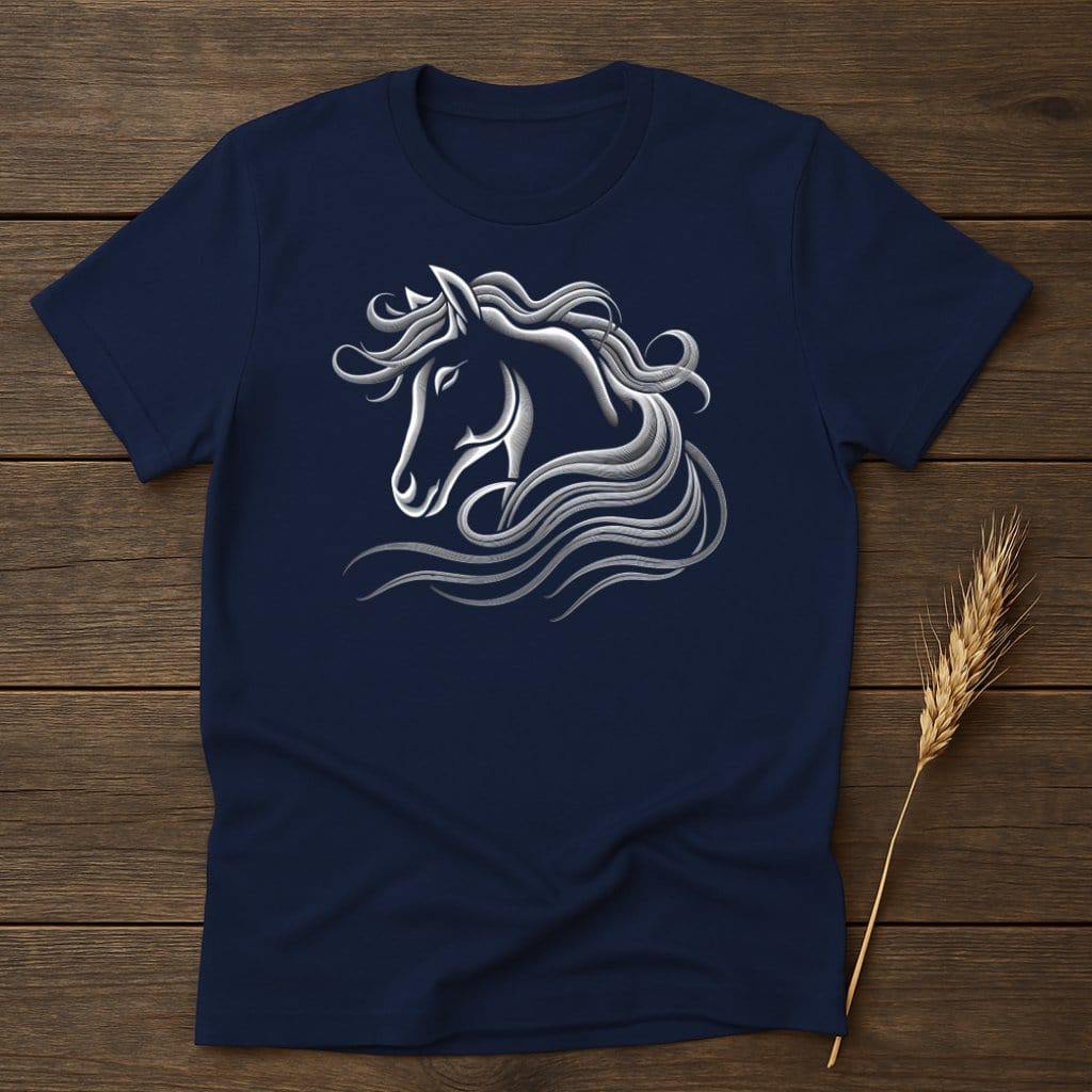 My Designs Silhouette Shirt S / Navy Horse Head and Flowing Mane T-Shirts