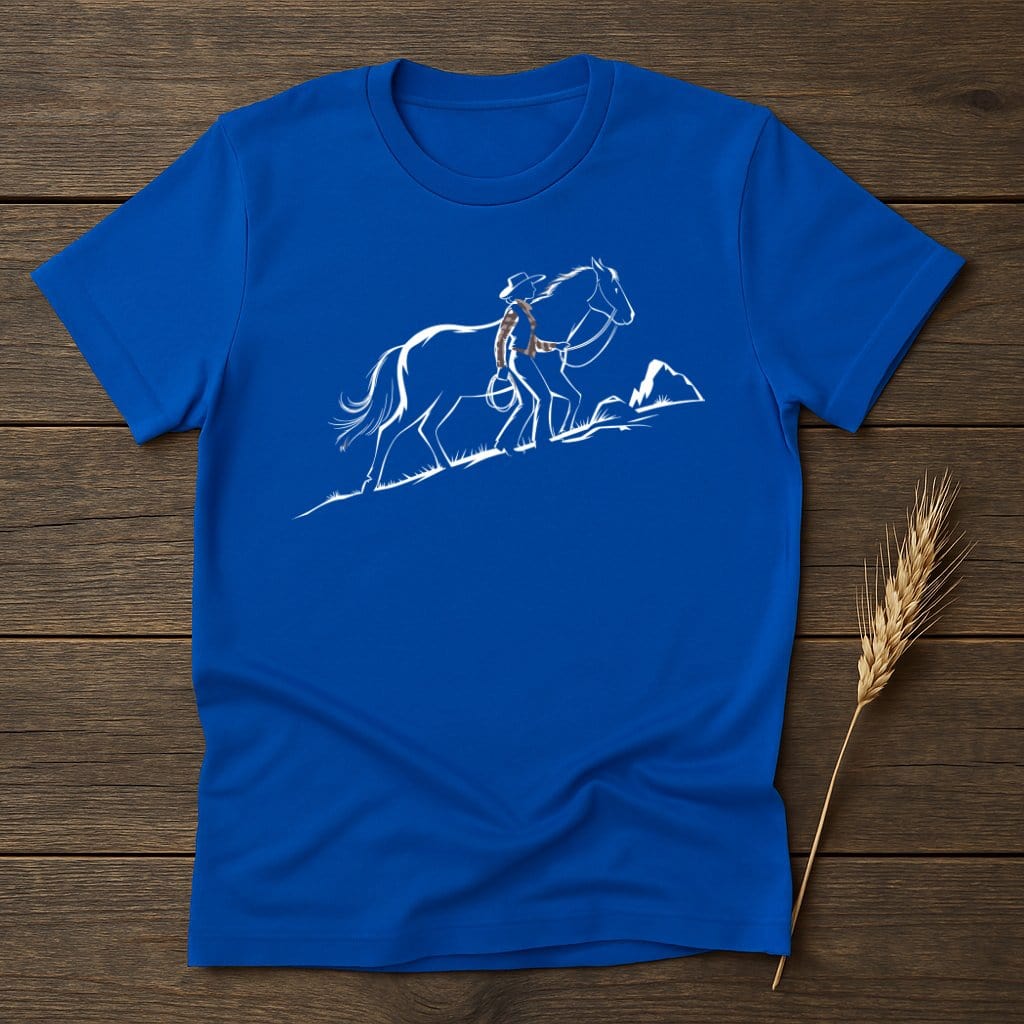 My Designs Silhouette Shirt S / Royal Cowboy and Horse Silhouette Art Design T-Shirts