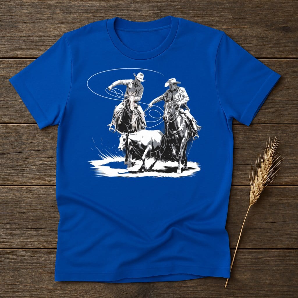 My Designs Silhouette Shirt S / Royal Cowboy Duo Horse Riders Printed T-Shirts