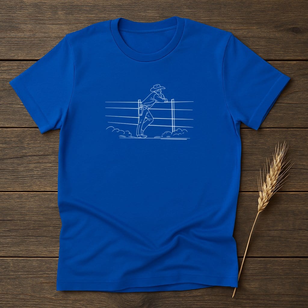 My Designs Silhouette Shirt S / Royal Cowboy Leaning Against Fence Graphic T-Shirts