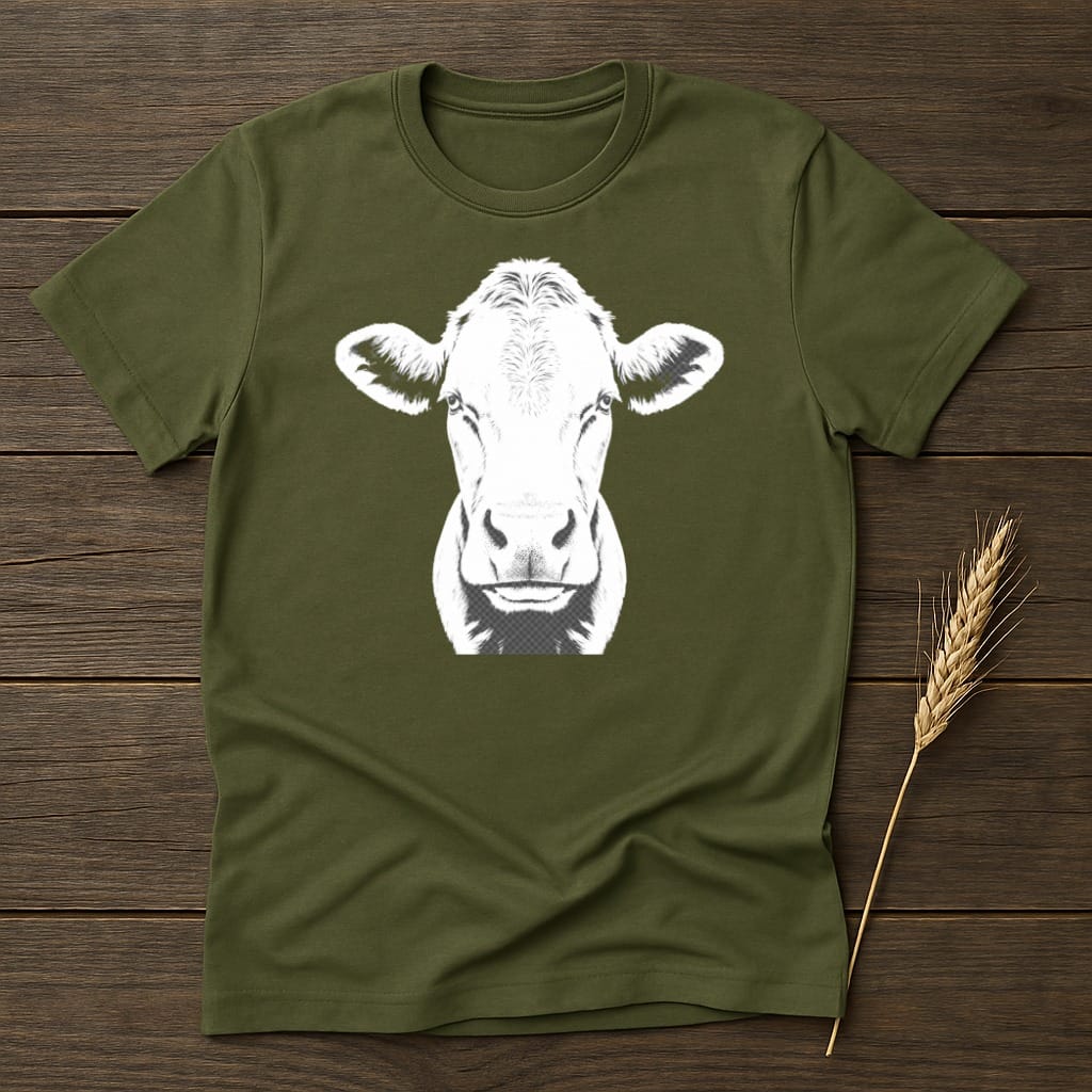MyDesigns core_ad S / Military Green Farm Cow Silhouette T-Shirt