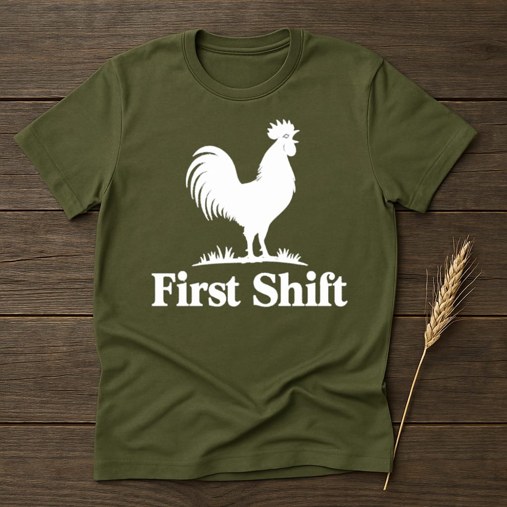 MyDesigns core_ad S / Military Green First Shift Rooster T-Shirt