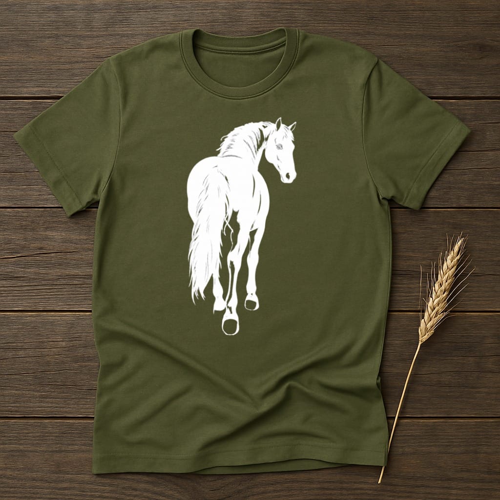 MyDesigns core_ad S / Military Green Walk Away Horse Silhouette T-Shirt