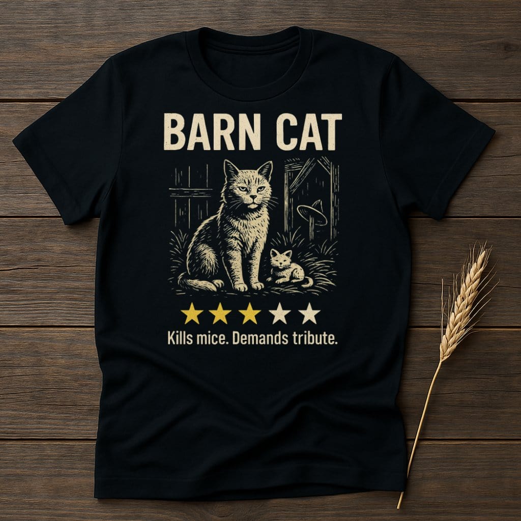 MyDesigns Physical Item S / Black Barn Cat Review T-Shirt