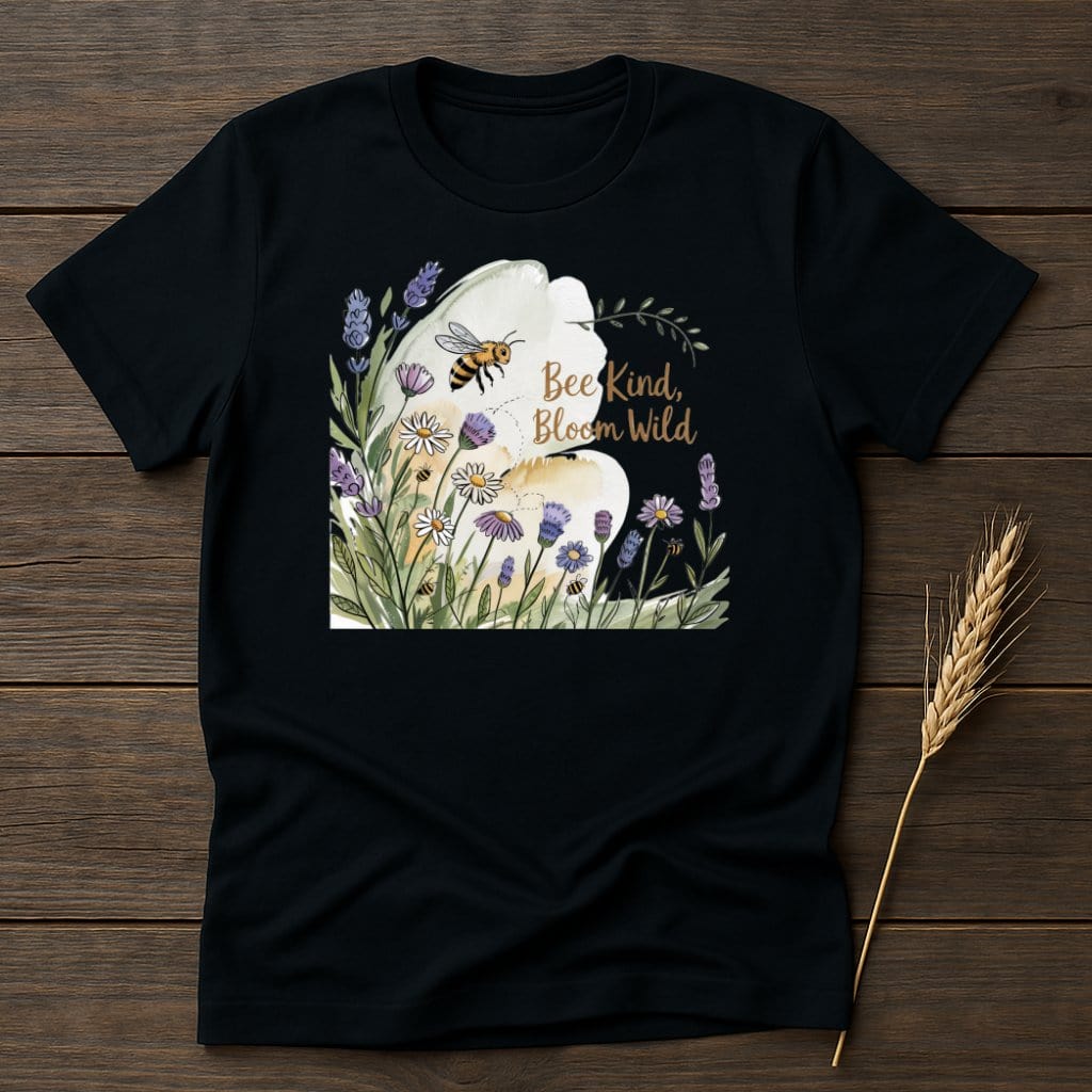 MyDesigns Physical Item S / Black Bee Kind Bloom Wild Floral T-Shirt