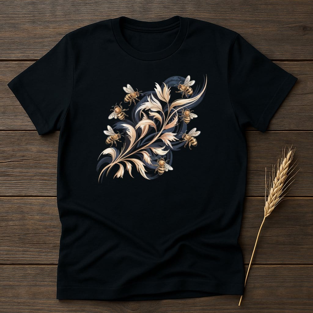 MyDesigns Physical Item S / Black Bees On Flowers T-Shirt