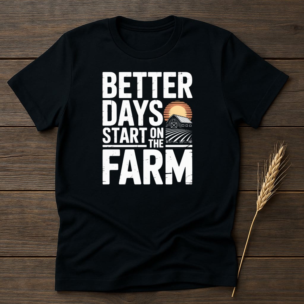 MyDesigns Physical Item S / Black Better Days Start on the Farm T-Shirt