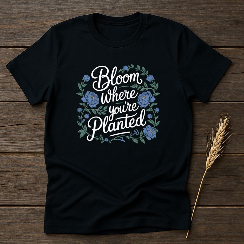 MyDesigns Physical Item S / Black Bloom Where You're Planted T-Shirts